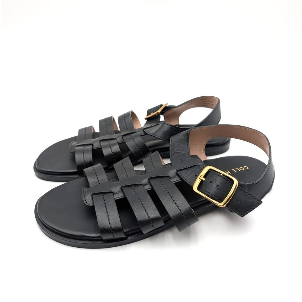 Cole Haan Flynn Fisherman Sandals Open Toe Women's Black Size US7B EU37.5